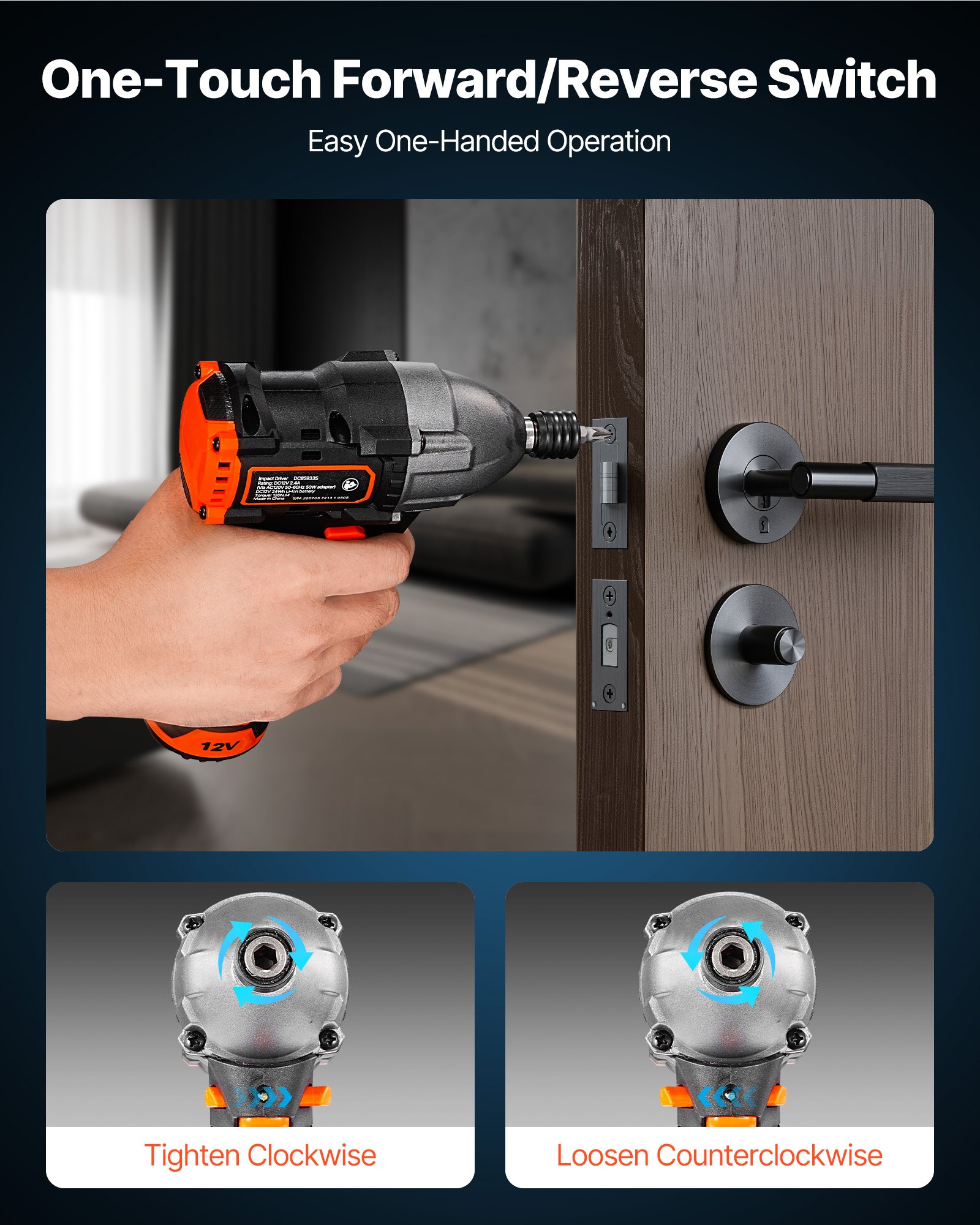 VEVOR Impact Driver, 1/4 Inch, 3000 RPM Max Speed, 12 V Brushless Motor, Electric Cordless Impact Driver Kit with Battery and Charger, 20 Bits, LED Work Light, for Furniture, Electrical, Home Repairs