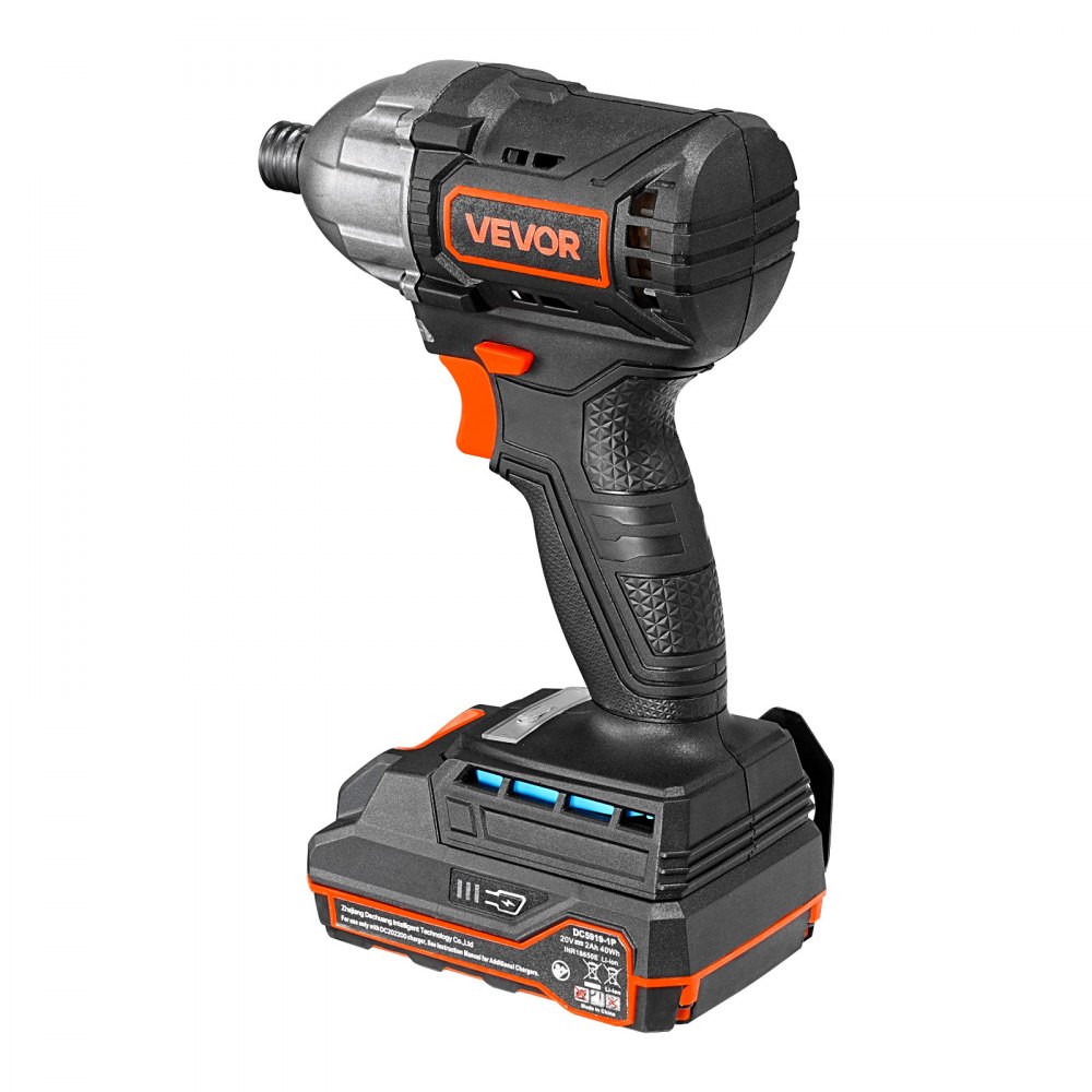 VEVOR Impact Driver, 1/4 Inch, 2800 RPM Max Speed, 20 V Brushless Motor, Electric Cordless Impact Driver Kit with Battery and Charger, 20 Bits, LED Work Light, for Furniture, Electrical, Home Repairs