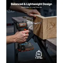 VEVOR Impact Driver, 1/4 Inch, 2800 RPM Max Speed, 20 V Brushless Motor, Electric Cordless Impact Driver Kit with Battery and Charger, 20 Bits, LED Work Light, for Furniture, Electrical, Home Repairs