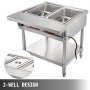 Commercial Steam Table Electric Bain-Maire Food Warmer Stand 2-Pans 20L 1500W