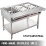 Vevor Electric Steam Table Food Warmer Buffet 3 Pans Steamer Bain Marie 1500w