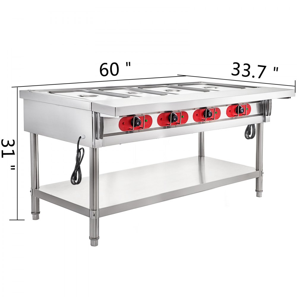 Commercial Steam Table Electric Bain-Maire Food Warmer Food Prep Table 3000W