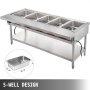 VEVOR Commercial Electric Food Warmer 5 Pot Steam Table Food Warmer 18 Quart/Pan with Lids with 7 Inch Cutting Board Food Grade Stainless Steel Steam Table Serving Counter 220V 3750W for Restaurant