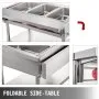 VEVOR Commercial Electric Food Warmer 5 Pot Steam Table Food Warmer 18 Quart/Pan with Lids with 7 Inch Cutting Board Food Grade Stainless Steel Steam Table Serving Counter 220V 3750W for Restaurant