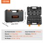VEVOR 1/2" Drive Impact Socket Set, 23 Piece Socket Set SAE （7/16" -1"）& Metric 6 Point Cr-V Alloy Steel for Auto Repair with Ratchet Handle Rugged Construction Storage Case