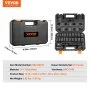 VEVOR Impact Socket Set with 1/2" Drive, Comprising 23 Pieces in SAE (7/16" -1") & Metric Measurements, 6 Point Cr-V Alloy Steel, Ideal for Car Maintenance, Includes Ratchet Handle and Durable Storage Case