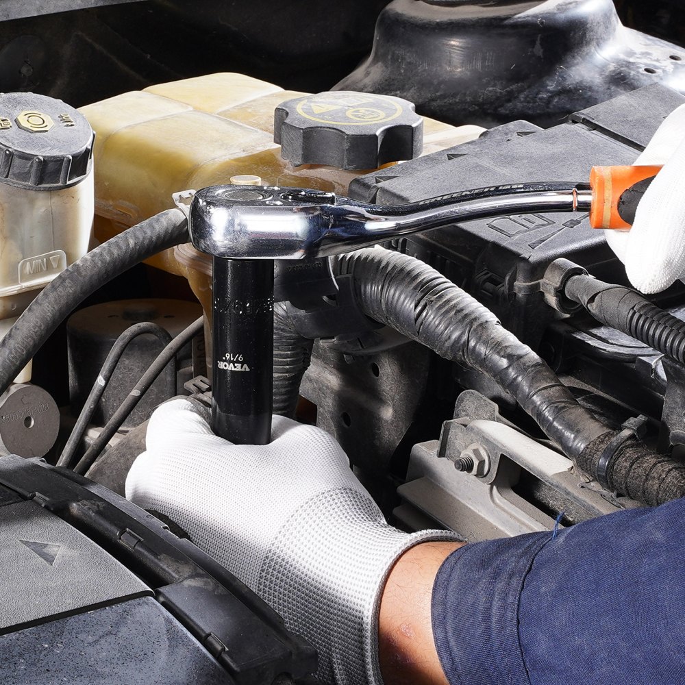 VEVOR Impact Socket Set, 1/2" 19 Piece Impact Sockets, Deep Socket, 6-Point Sockets, 1/2 Inches Drive Socket Set Impact 3/8 inch - 1-1/2 inch, Cr-V Rugged Construction, with a Storage Cage