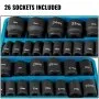 VEVOR Impact Socket Set 1/2 Inches 26 Piece Impact Sockets, Shallow Socket, 6-Point Sockets, Rugged Construction, CR-V, 1/2 Inches Drive Socket Set Impact Metric 10mm - 36mm, with a Storage Cage