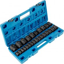 VEVOR Impact Socket Set 1/2 Inches 26 Piece Impact Sockets, Shallow Socket, 6-Point Sockets, Rugged Construction, CR-V, 1/2 Inches Drive Socket Set Impact Metric 10mm - 36mm, with a Storage Cage