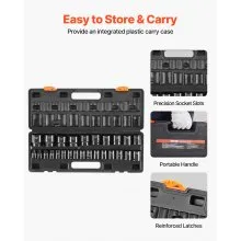 VEVOR Impact Socket Set 1/2 Inches 26 Piece Impact Sockets, Shallow Socket, 6-Point Sockets, Rugged Construction, CR-V, 1/2 Inches Drive Socket Set Impact Metric 10mm - 36mm, with a Storage Cage