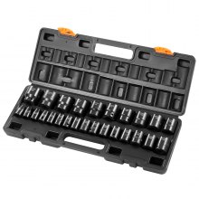 VEVOR Impact Socket Set 1/2 Inches 26 Piece Impact Sockets, Shallow Socket, 6-Point Sockets, Rugged Construction, CR-V, 1/2 Inches Drive Socket Set Impact Metric 10mm - 36mm, with a Storage Cage