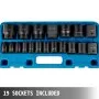 VEVOR Impact Socket Set 1/2 Inches 19 Piece Impact Sockets, Standard Socket Assortment, 1/2 Inches Drive Socket Set Impact Standard SAE (3/8 Inches to 1-1/2 Inches) 6-point Hex Sockets