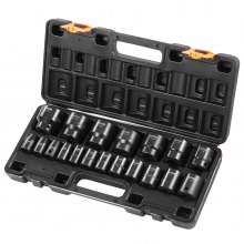 VEVOR Impact Socket Set 1/2 Inches 19 Piece Impact Sockets, Standard Socket Assortment, 1/2 Inches Drive Socket Set Impact Standard SAE (3/8 Inches to 1-1/2 Inches) 6-point Hex Sockets