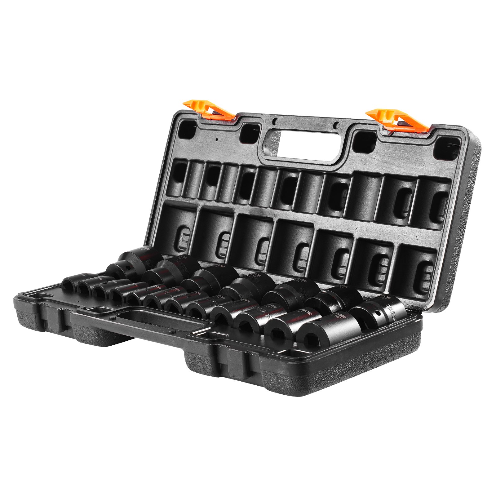 VEVOR Impact Socket Set 1/2 Inches 19 Piece Impact Sockets, Standard Socket Assortment, 1/2 Inches Drive Socket Set Impact Standard SAE (3/8 Inches to 1-1/2 Inches) 6-point Hex Sockets
