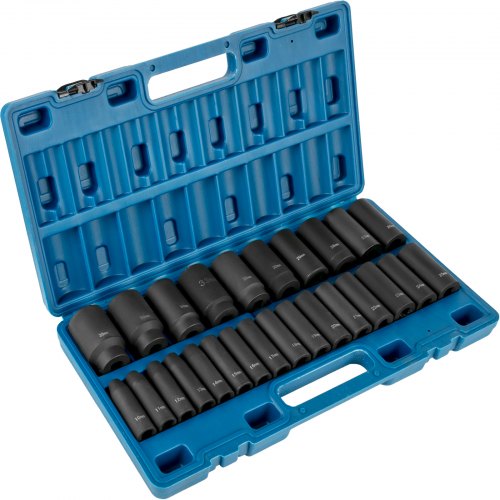 VEVOR Impact Socket Set, 1/2" 26 Piece Impact Sockets, Deep Socket, 6-Point Sockets, 1/2 Inches Drive Socket Set Impact Metric 10mm - 36mm, Cr-V Rugged Construction, with a Storage Cage