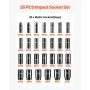 VEVOR Impact Socket Set, 1/2" 26 Piece Impact Sockets, Deep Socket, 6-Point Sockets, 1/2 Inches Drive Socket Set Impact Metric 10mm - 36mm, Cr-V Rugged Construction, with a Storage Cage