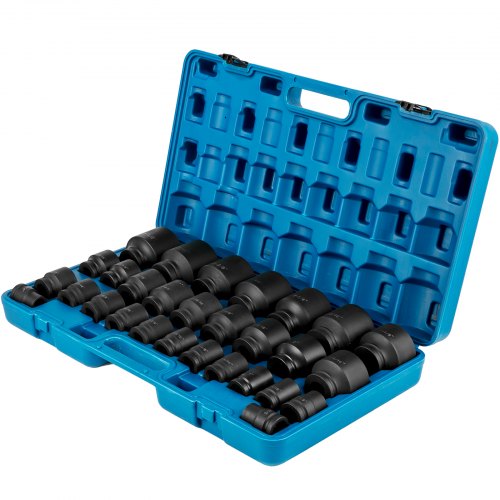 VEVOR Impact Socket Set 3/4 Inches 29 Piece Impact Sockets, 6-Point Sockets, Rugged Construction, CR-M0, 3/4 Inches Drive Socket Set Impact SAE 3/4 inch - 2-1/2 inch, with a Storage Cage