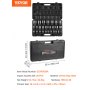 VEVOR Impact Socket Set 3/4 Inches 29 Piece Impact Sockets, 6-Point Sockets, Rugged Construction, CR-M0, 3/4 Inches Drive Socket Set Impact SAE 3/4 inch - 2-1/2 inch, with a Storage Cage