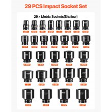 VEVOR Impact Socket Set 3/4 Inches 29 Piece Impact Sockets, 6-Point Sockets, Rugged Construction, CR-M0, 3/4 Inches Drive Socket Set Impact SAE 3/4 inch - 2-1/2 inch, with a Storage Cage