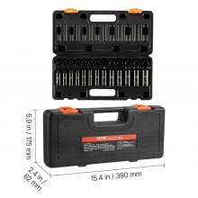 VEVOR støtsokkelsett 3/8 tommer 26 deler støtsokkel, dyp / standard socket, 6-punkts sockets, robust konstruksjon, Cr-V socket sett Impact metrisk 9 mm - 30 mm, med et oppbevaringsbur