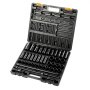 VEVOR impact socket set in blue plastic case with various sizes and attachments.