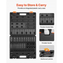 VEVOR Impact Socket Set 43 Piece Impact Sockets, Standard Socket Assortment, Drive Socket Set 6-Point Sockets Metric 9-30mm (Standard/Deep)