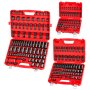 VEVOR 210 Piece Drive Impact Socket Set, 1/4, 3/8, 1/2 Inch, 6 Point Deep & Shallow Impact Sockets, SAE (3/16 to 1-1/4 in) and Metric (4 to 32 mm) Sizes with Extension Bars, Cr-Mo Steel, Carrying Case