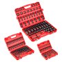 VEVOR 210 Piece Drive Impact Socket Set, 1/4, 3/8, 1/2 Inch, 6 Point Deep & Shallow Impact Sockets, SAE (3/16 to 1-1/4 in) and Metric (4 to 32 mm) Sizes with Extension Bars, Cr-Mo Steel, Carrying Case