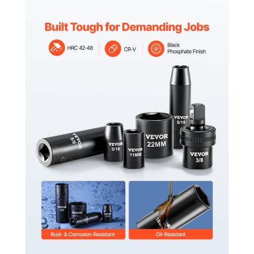 46053 Titan 53 Piece 1/4 Drive SAE and Metric Combination Impact Socket Set