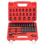 VEVOR 3/8 in Drive Impact Socket Set, 50 Piece, 6 Point Deep & Shallow Impact Sockets, SAE (5/16 in to 3/4 in) and Metric (8 to 22 mm) Sizes with 3 in & 6 in Extension Bars, Cr-V Steel, Carrying Case