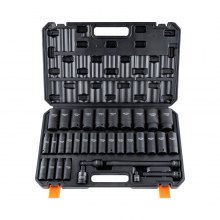VEVOR 1/2" Drive Deep Impact Socket Set, 34pcs Socket Set Metric （8-36mm） 6 Point Cr-MO Alloy Steel for Auto Repair, Rugged Construction, Includes Heavy Duty Storage Case
