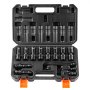VEVOR 360 graders drejeligt slagtopnøglesæt, 3/8" topnøglesæt, 14 dele, dyb universal, metrisk, 10-19 mm, 6-kantet Cr-Mo legeret stål til autoreparation, letlæselige størrelsesmarkeringer, robust konstruktion, opbevaringskuffert