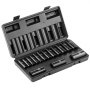 Set chei tubulare de impact VEVOR cu acționare de 3/8", set de 15 chei tubulare adânci metrice 8-22 mm, oțel aliat Cr-Mo cu 6 vârfuri pentru reparații auto, marcaje de dimensiuni ușor de citit, construcție robustă, include cutie de depozitare