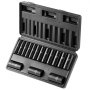 Set chei tubulare de impact VEVOR cu acționare de 3/8", set de 15 chei tubulare adânci metrice 8-22 mm, oțel aliat Cr-Mo cu 6 vârfuri pentru reparații auto, marcaje de dimensiuni ușor de citit, construcție robustă, include cutie de depozitare