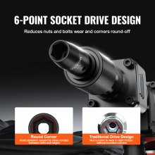 VEVOR Impact Sockets Set 12pcs 6-Point 3/8in Drive Bit Ratchet Tool Kit Case