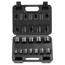 VEVOR Impact Sockets Set 12pcs 6-Point 3/8in Drive Bit Ratchet Tool Kit Case