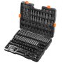 Conjunto de soquetes de impacto VEVOR com 130 peças de 3/8" e 1/2" - Conjunto de soquetes com acionamento SAE e métrico - Aço-liga Cr-Mo de 6 pontas para reparo automotivo - Marcações de tamanho fáceis de ler - Inclui estojo de armazenamento