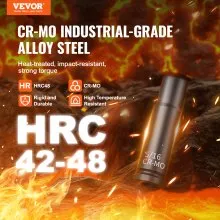 VEVOR Drive Impact Socket Set 1/4"  - 14 Piece Deep Socket Set Metric 4-15mm - 6 Point Cr-Mo Alloy Steel for Auto Repair - Easy-to-Read Size Markings - Rugged Construction - Socket Organizer