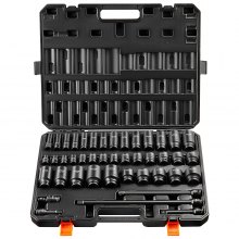 VEVOR Impact Sockets Set 43pcs 6-Point 1/2in Drive Bit Ratchet Tool Kit Case