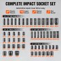 VEVOR Impact Sockets Σετ 59 τμχ 6-Point 3/8" & 1/2" Drive Bit Ratchet Tool Kit