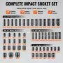 VEVOR Impact Sockets Set 59pcs 6-Point 3/8" & 1/2" Drive Bit Ratchet Tool Kit