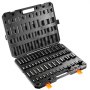 Conjunto de soquetes de impacto VEVOR de 3/8" e 1/2", conjunto de 59 soquetes SAE de 5/16" a 1-1/4" e métricos de 6-32 mm, aço-liga Cr-Mo de 6 pontas para reparo automotivo, marcações fáceis de ler, construção robusta, estojo de armazenamento