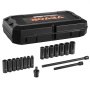 VEVOR Impact Sockets Set 18pcs 6-Point 3/8" Drive Bit Ratchet Tool Kit Case