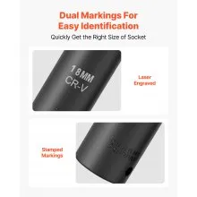 VEVOR Drive Impact Socket Set 1/2" - 26 Piece Deep Socket Set Metric 11-36 mm, 6 Point CR-V & Cr-Mo Alloy Steel for Auto Repair - Easy-to-Read Size Markings, Rugged Sockets Organizer, Storage Case