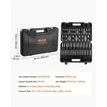VEVOR Drive Impact Socket Set 1/2" 26 Piece Deep Sockets Set Metric 11mm -36mm