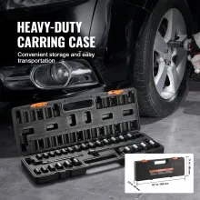 VEVOR Impact Sockets Set 29pcs 6-Point 3/8in Drive Bit Ratchet Tool Kit Case