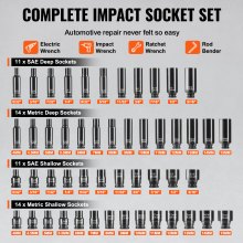 VEVOR Impact Sockets Sæt 55 stk. 6-Punkts 1/4" Drive Bit Ratchet Tool Kit Case