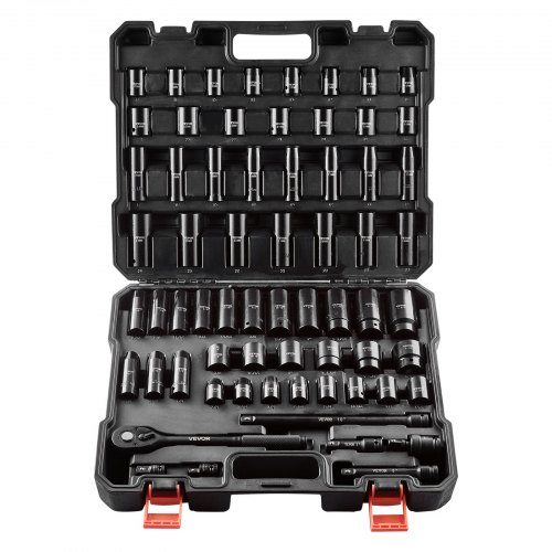 VEVOR Drive Impact Socket Set 1/2" 65PCS SAE 3/8" to 1-1/4" and Metric 10-24mm