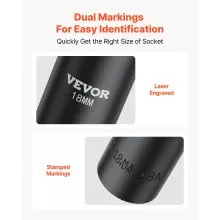 VEVOR Drive Impact Socket Set 1/2" - 65PCS Deep & Standard Socket Set SAE 3/8" to 1-1/4" and Metric 10-24mm, 6 Point CR-V & Cr-Mo Alloy Steel for Auto Repair - Easy-to-Read Size Markings, Storage Case