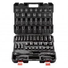 VEVOR Drive Impact Socket Set 1/2" 65PCS SAE 3/8" to 1-1/4" and Metric 10-24mm